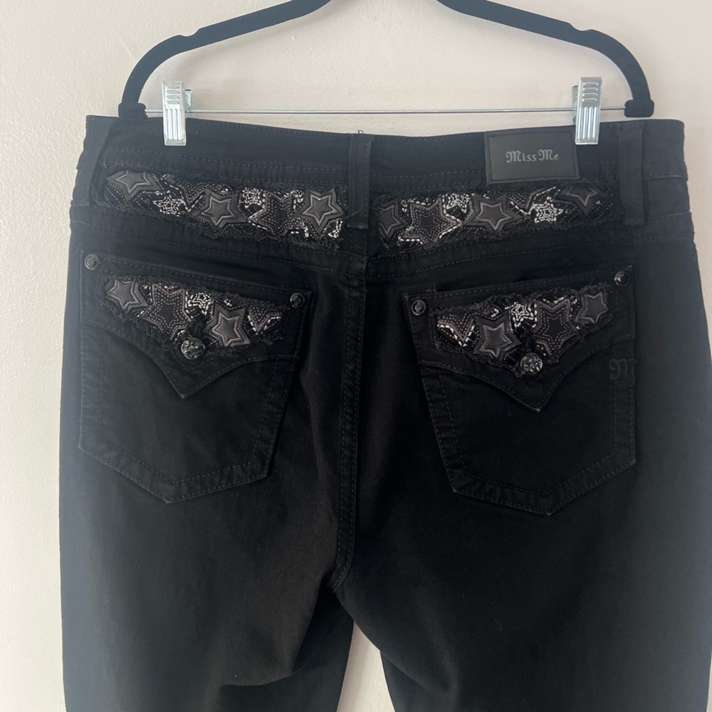 Miss Me Black Bootcut Jeans with Star Sequin Trim